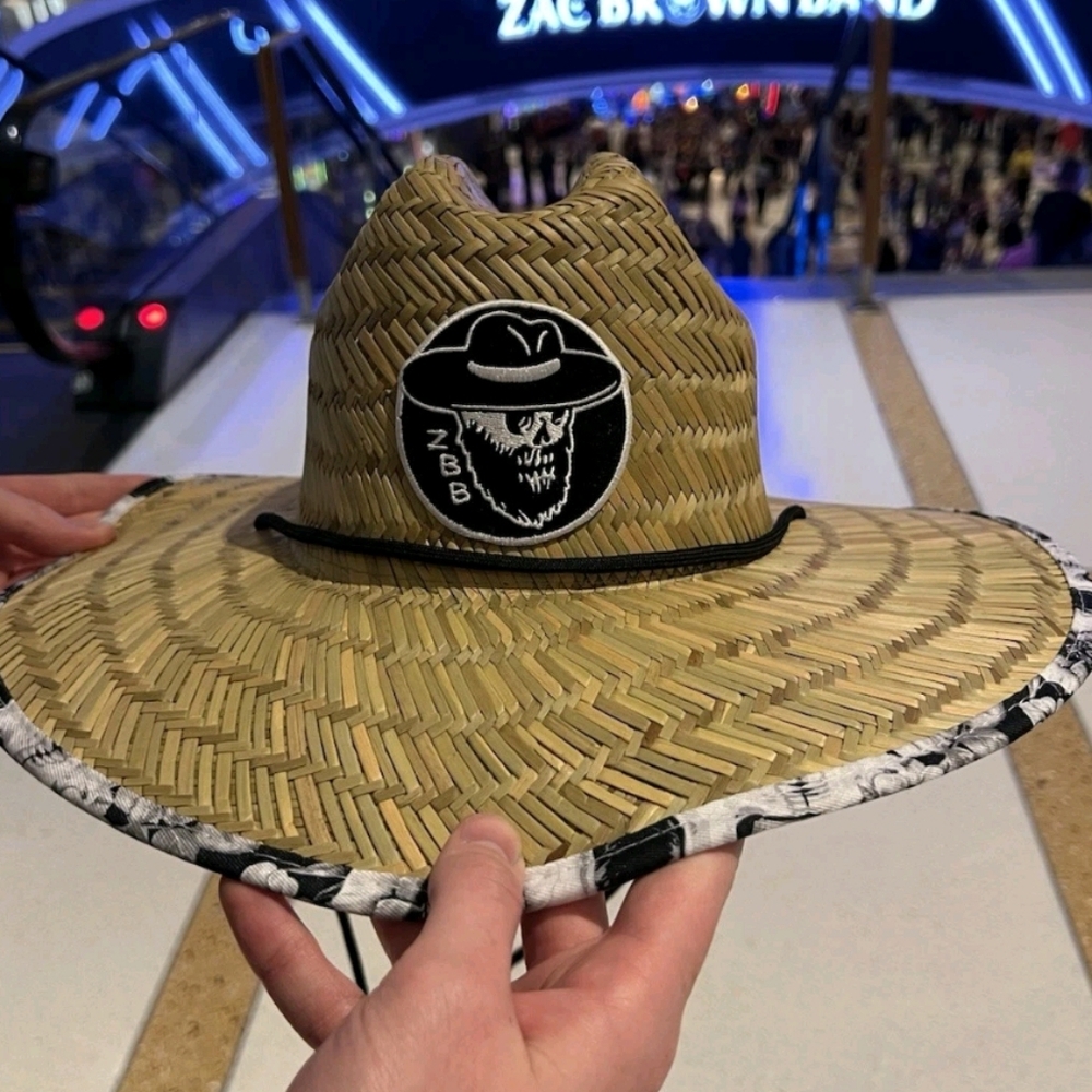 Zac Brown Band VIP Straw Hat with Skull Patch
